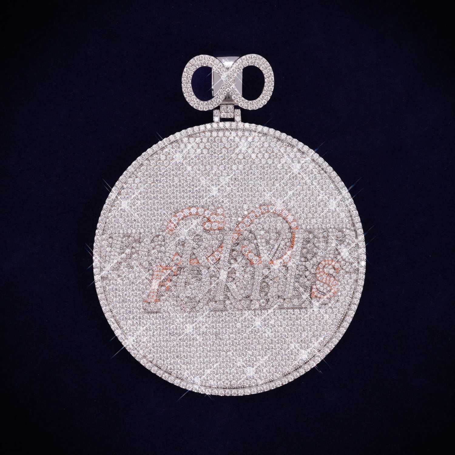 Custom Moissanite Eternity Circle Pendant 14k Gold、mySite、hinf8tx79