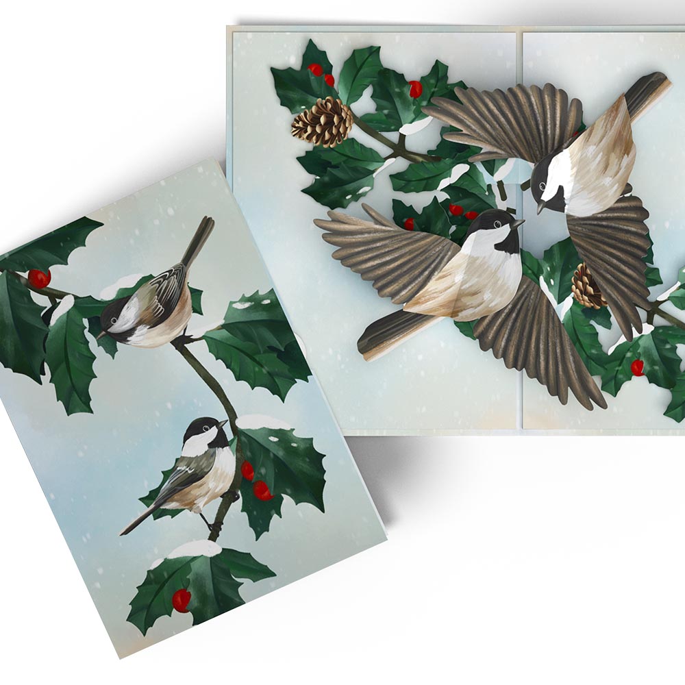 Winter Chickadees Pop-Up Card、mySite、solidvoid