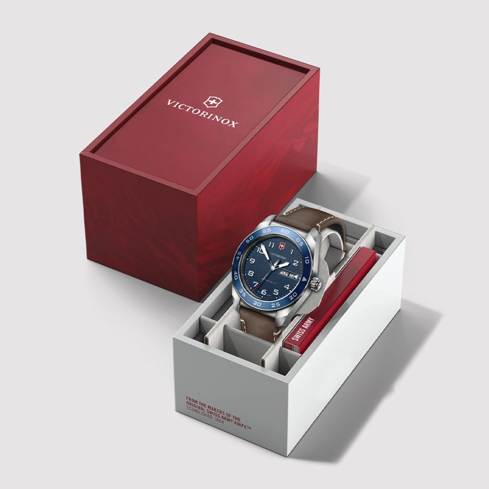  Swiss Army Quartz 42mm - Blue on Brown Leather Strap