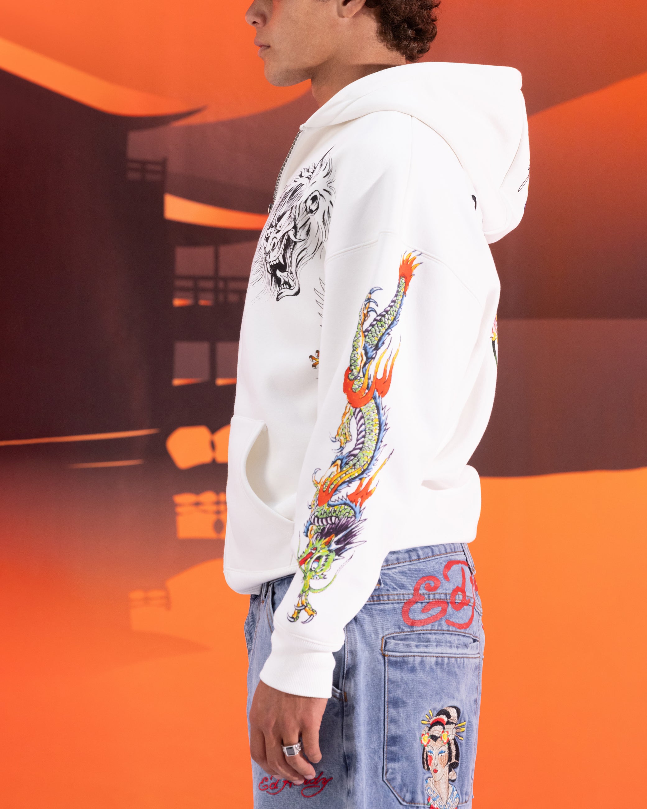 Ed Hardy Floral Zip Hoodie Off White、mySite、zt4zffjzw