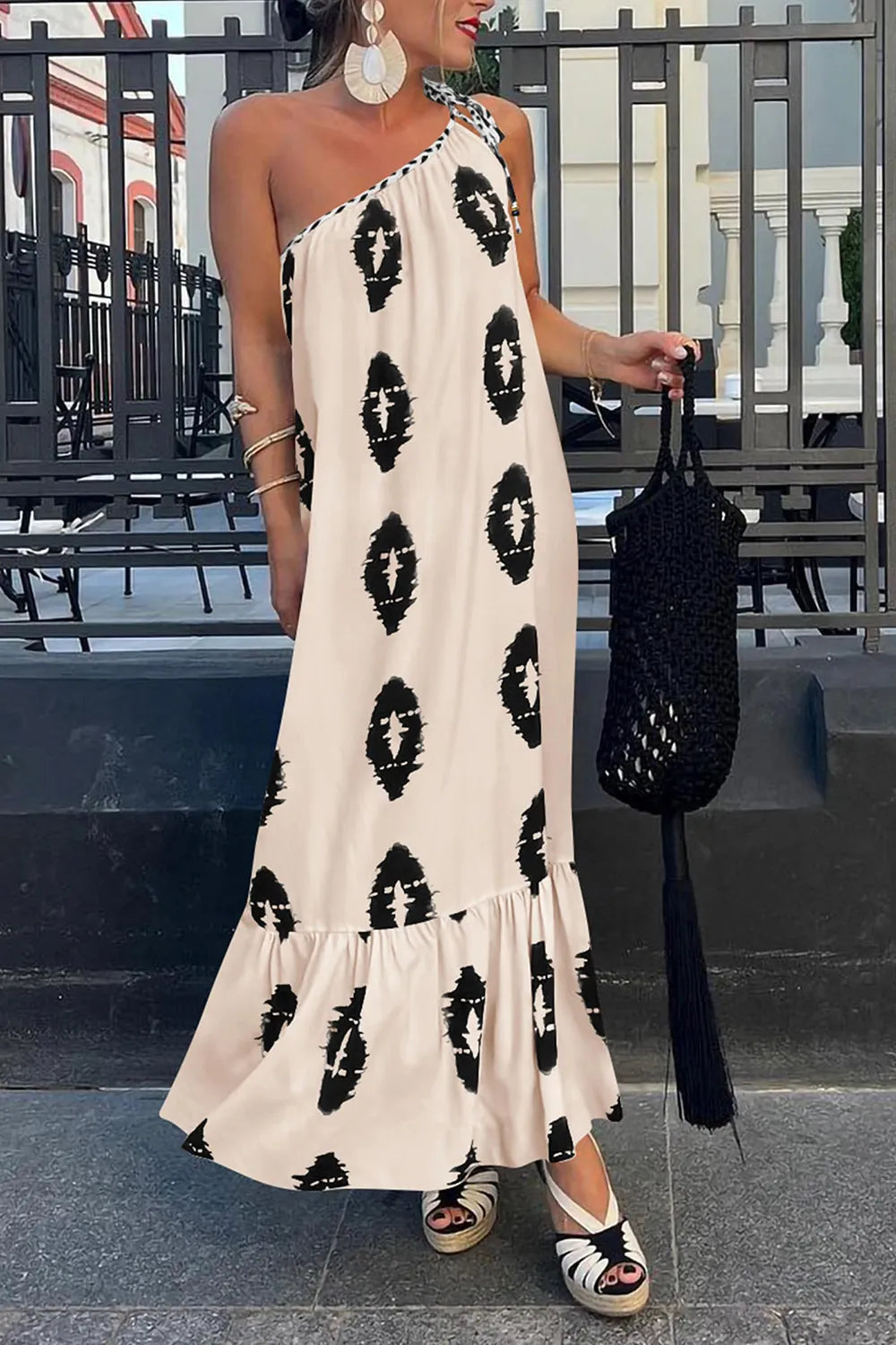  Isla One-Shoulder Printed Maxi Dress、mySite、justintrudeaud