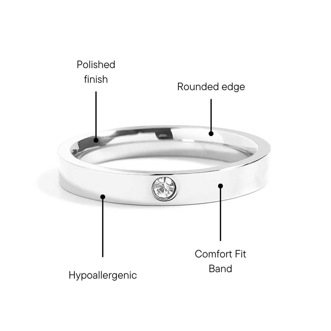 Stainless Steel Birthstone Engravable Stacking Ring / ZRJ1003、mySite、dreamappss