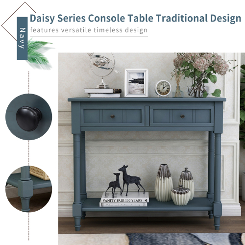 TREXM Daisy Series Console Table Traditional Design with Two Drawers and Bottom Shelf (Espresso)、、casual