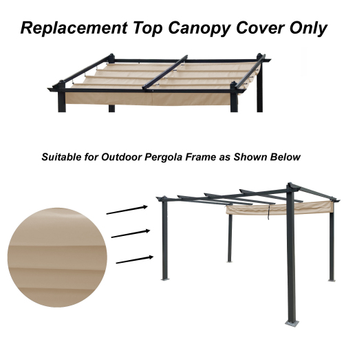 Replacement Canopy Top Cover Fabric for 13 x 10 Ft Outdoor Patio Retractable Pergola Sun-shelter Canopy、、eastwooduniform
