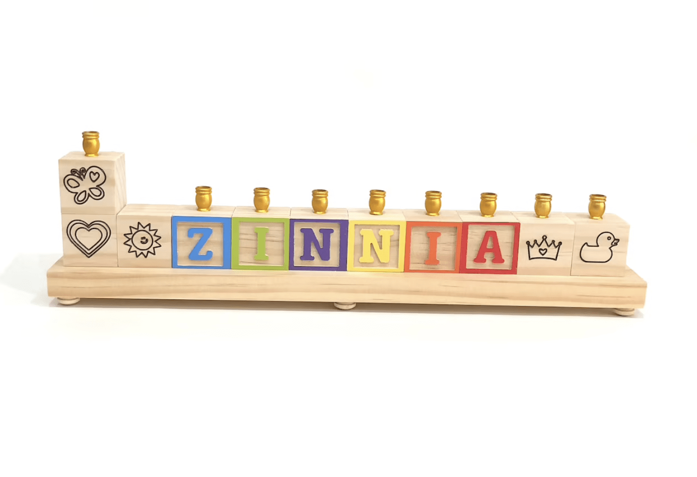 Personalized Wooden Block Name Menorah - Primary or Pastel Colors、mySite、topwebapps