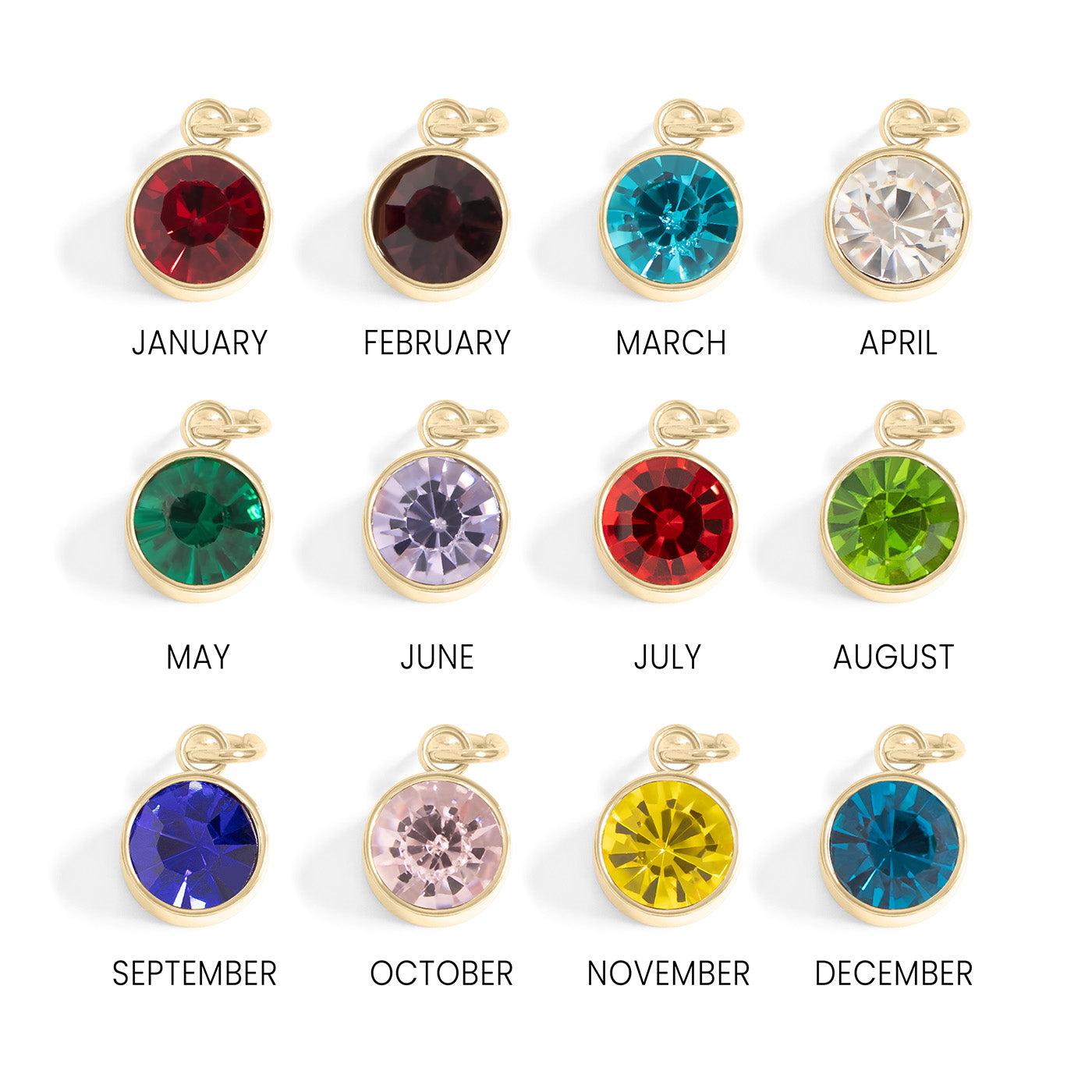 18K Gold PVD Stainless Steel Round Birthstone Charm 8mm / PDL0265、mySite、dreamappss