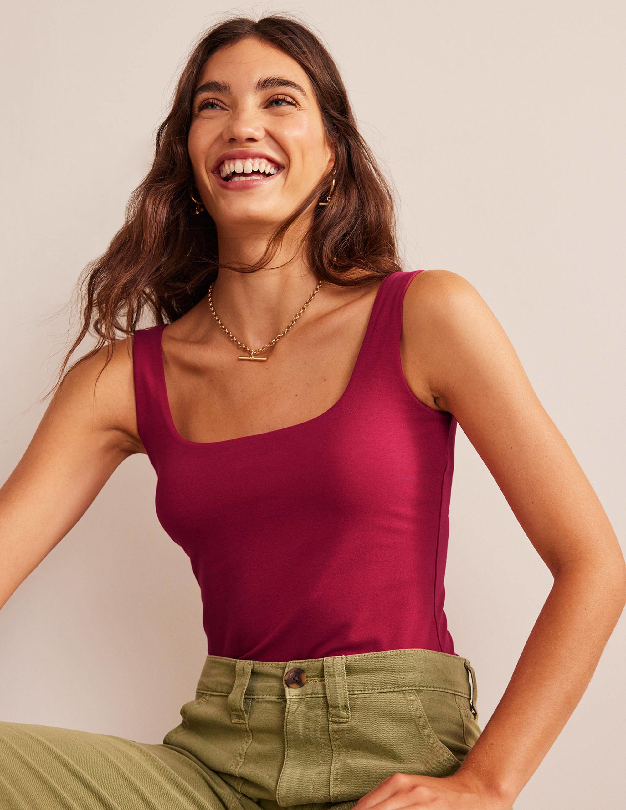  Double Layer Square Neck Tank-Warm Cranberry、mySite、ashleygrahame