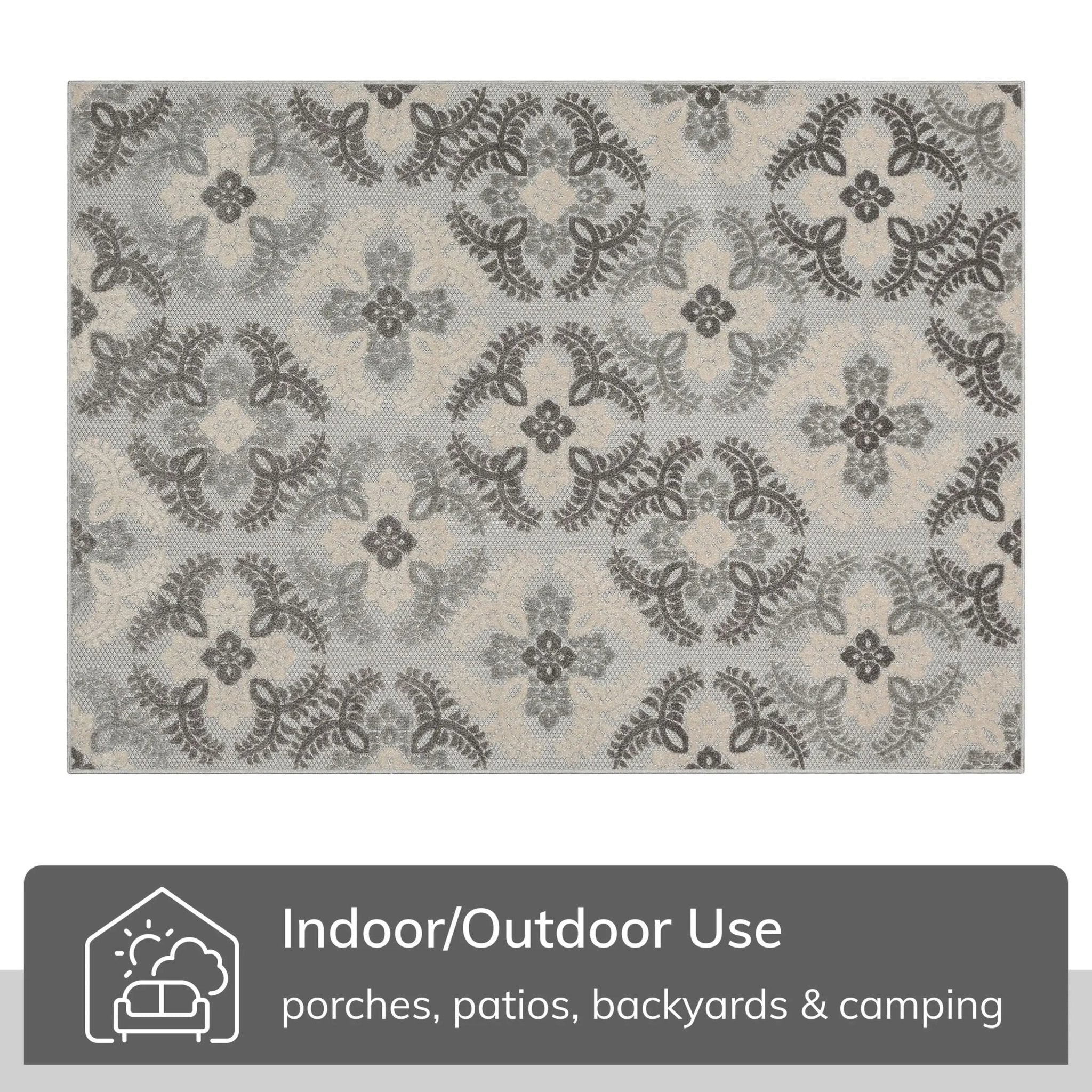 Loewy Modern Geometric Indoor/Outdoor Grey High-Low Rug、mySite、gigharbornorthrealestate