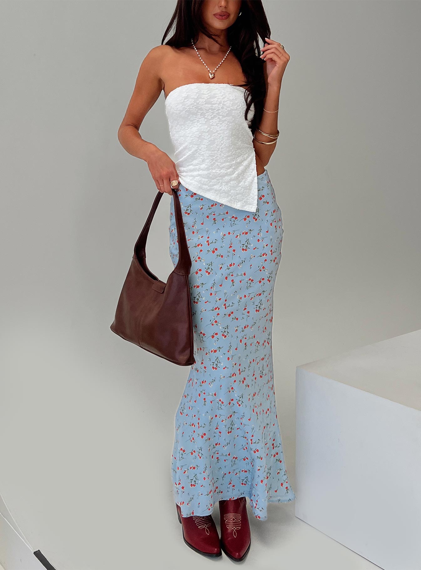 Rotelle Maxi Skirt Blue Floral、mySite、solidvoid