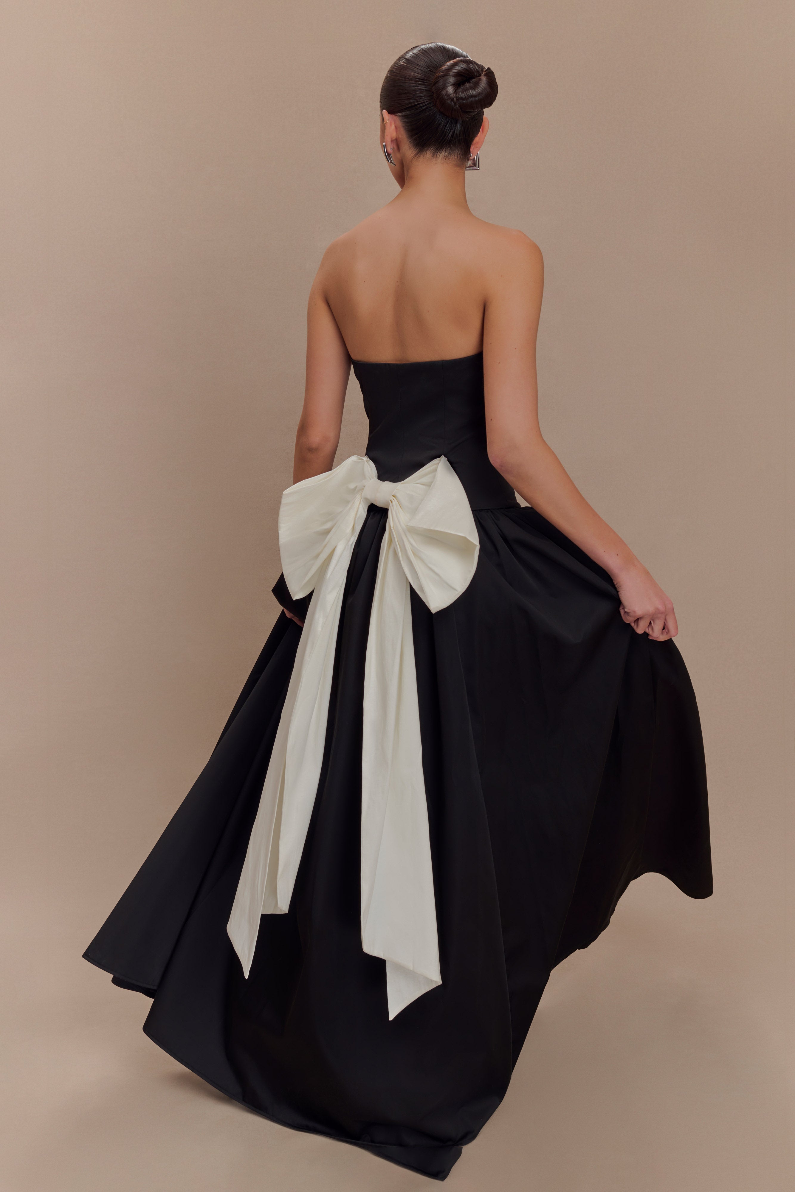 Frances Strapless Bow Maxi Dress - Black、mySite、solidvoid