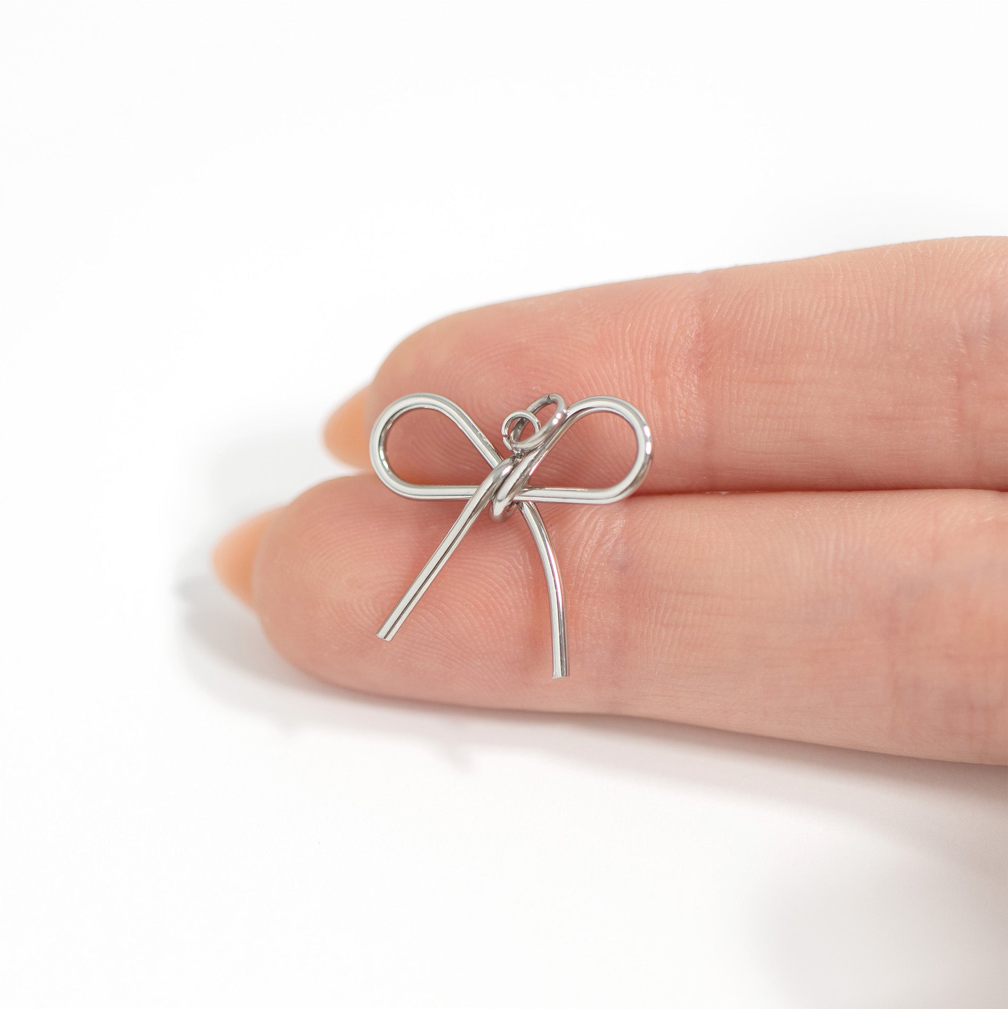 18K Gold PVD Stainless Steel Thin Bow Charm / PDL0292、mySite、dreamappss