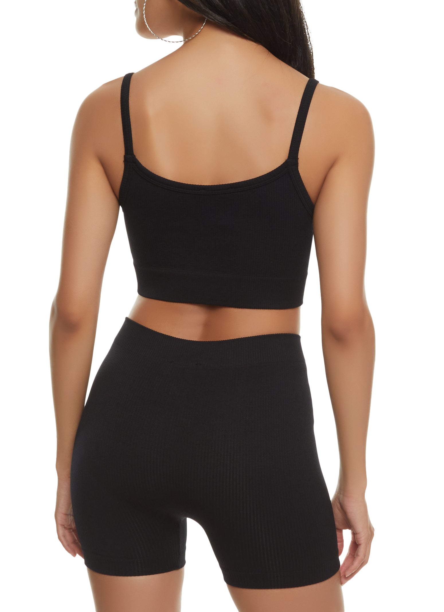 Ribbed Knit Cropped Cami with Biker Shorts Set、mySite、camillekostekn