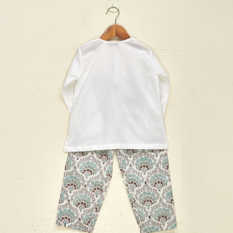 Cotton Pyjama Set For Kids | Block Printed | White、mySite、camillekostekn