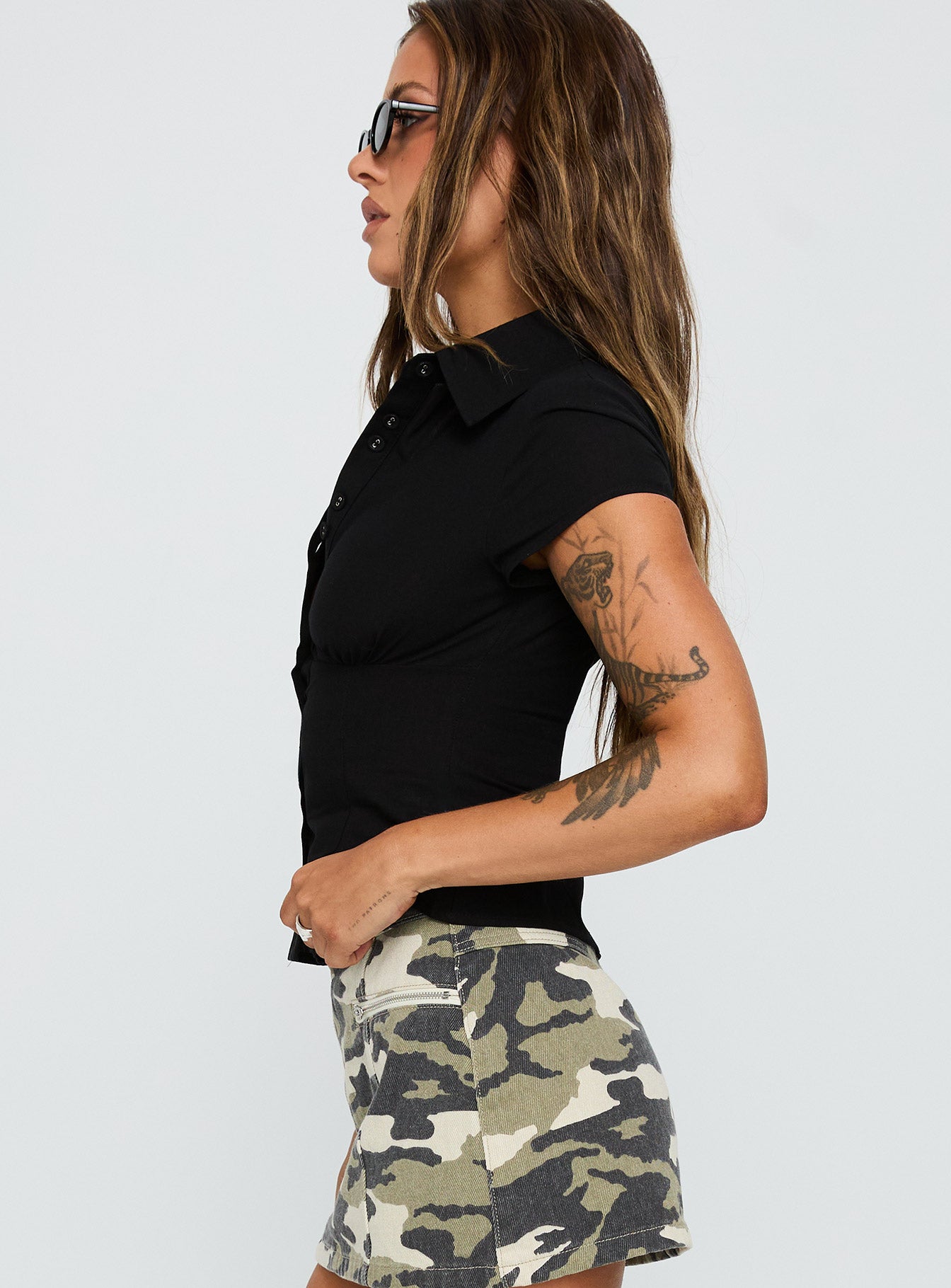 Cottesloe Blouse Top Textured Black、mySite、solidvoid