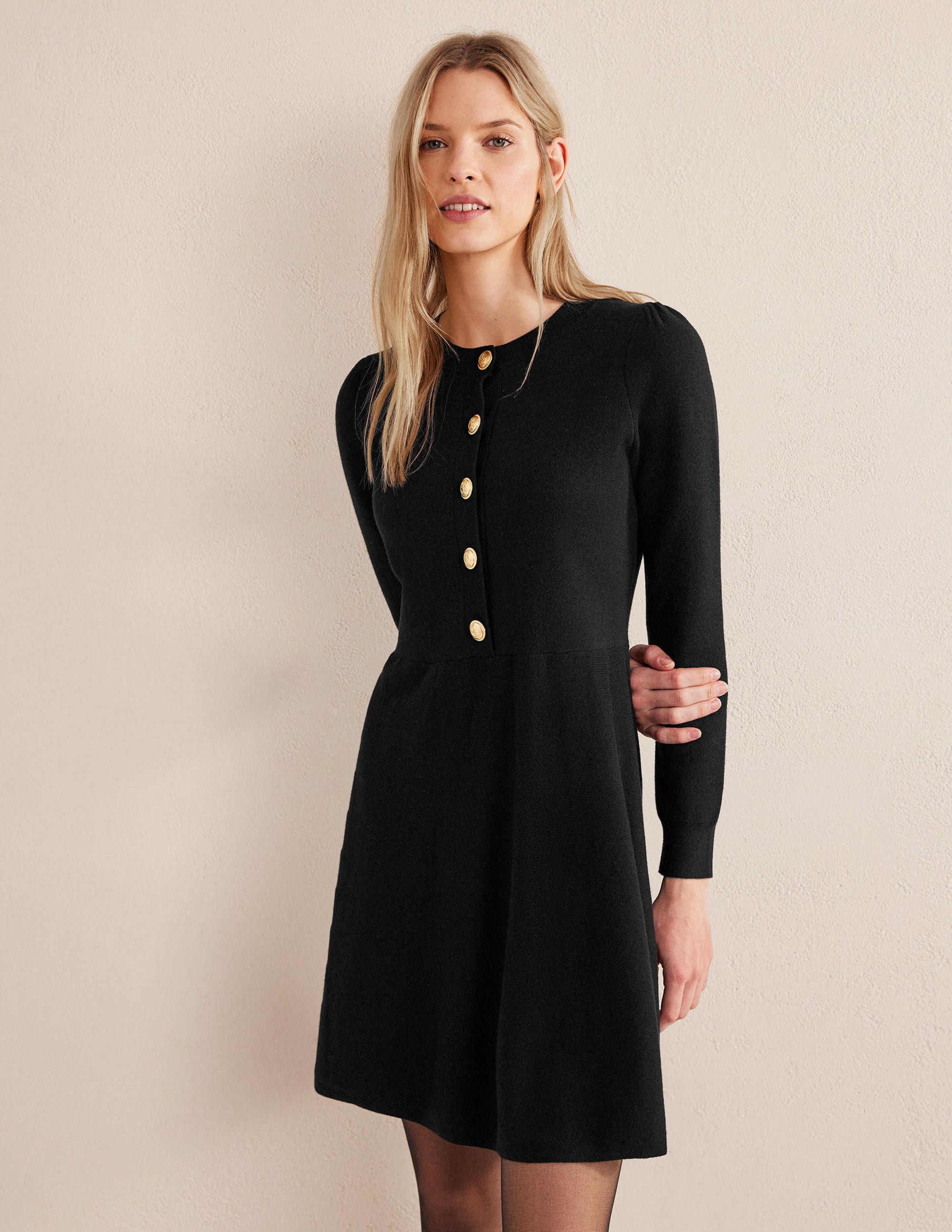  Relaxed Knitted Mini Dress-Black、mySite、ashleygrahame