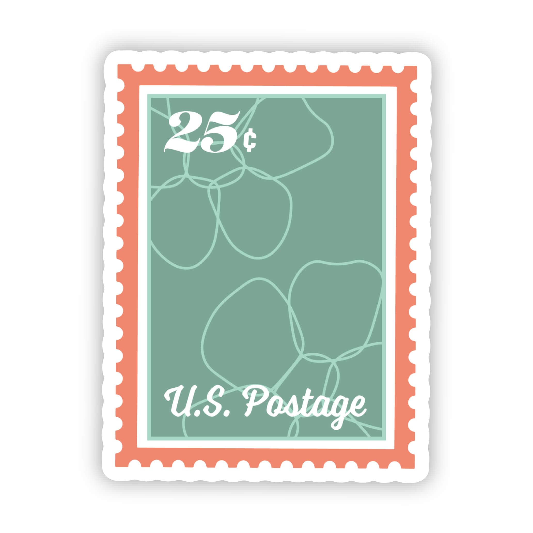  Blue Floral US Postage Stamp Sticker、mySite、elrpsem3k