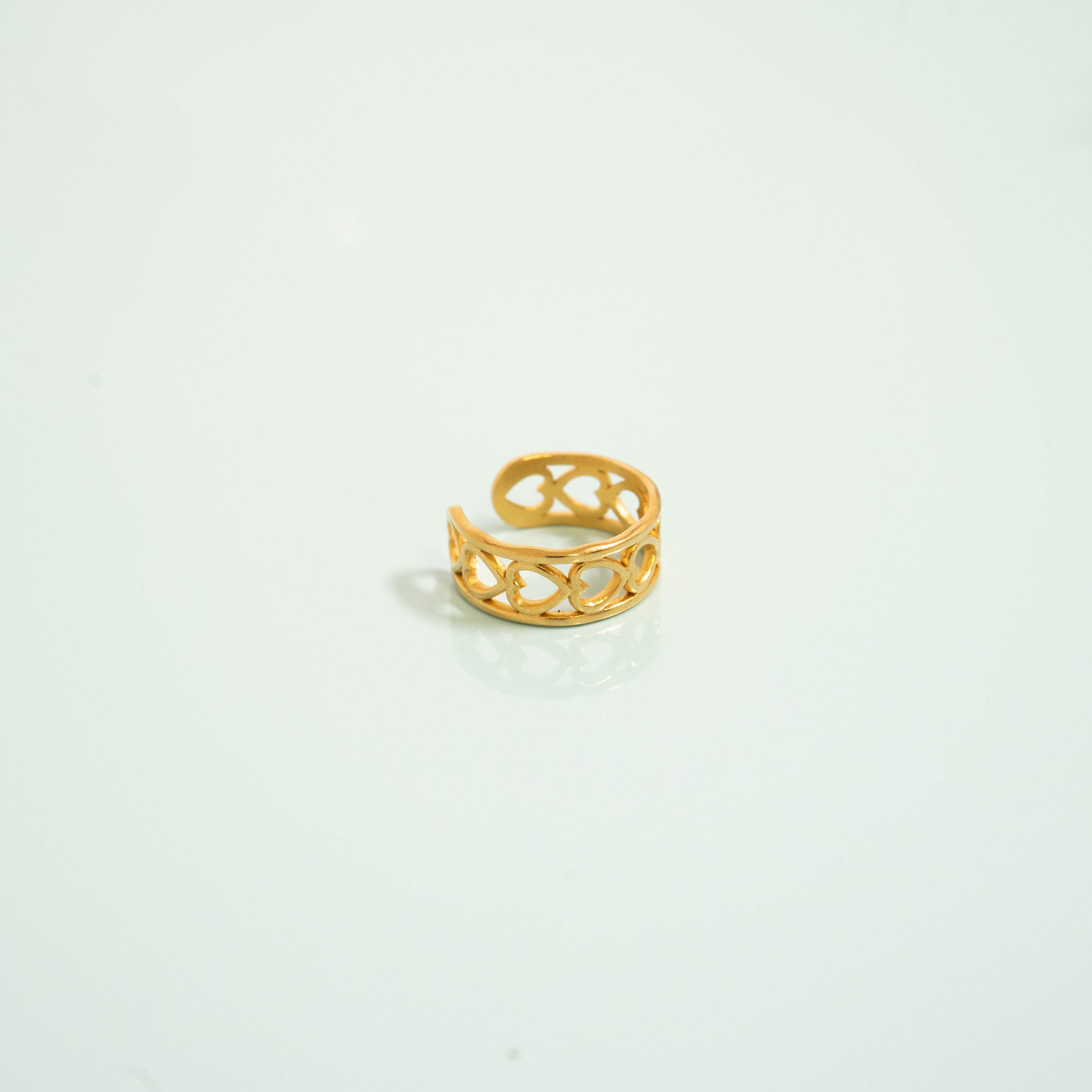 18K Gold PVD Stainless Steel Horizontal Heart Toe Ring / KSS0014、mySite、dreamappss