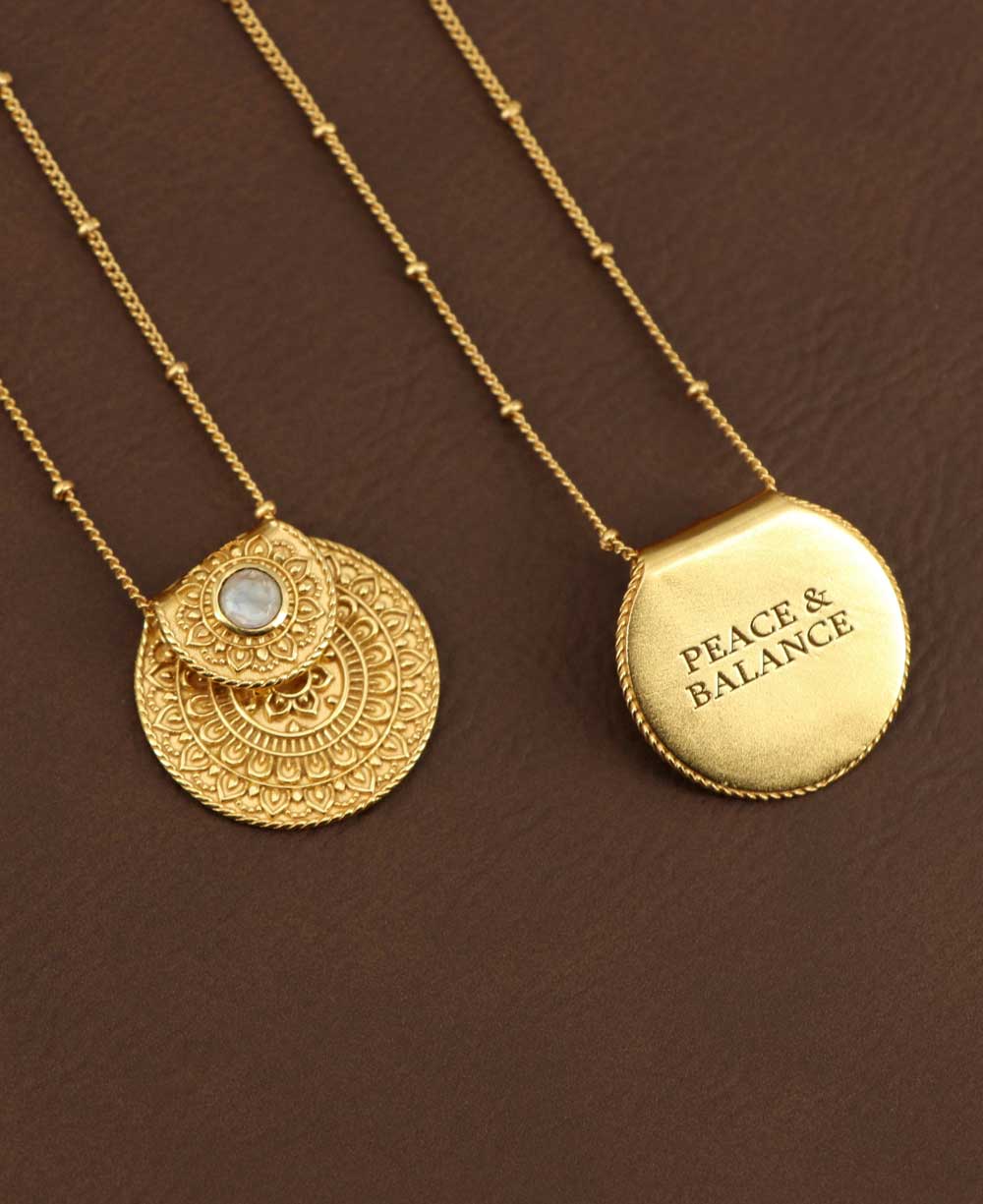 Inspirational Gold Plated Mandala Necklace with Rainbow Moonstone、mySite、topwebapps