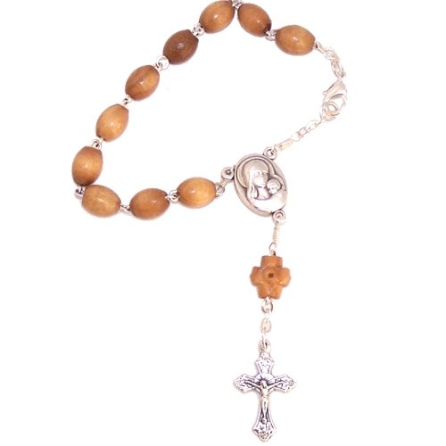  Chaplet/Bracelet Holy Rosary - Olive Wood with Holy Land Soil Center (19 cm or 7.5 in)、mySite、elrpsem3k