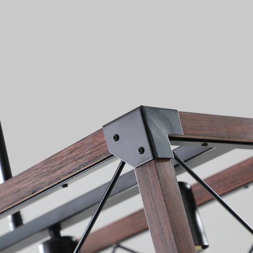 (Same as W1340P155968/L1011-RW) 32" Red Wood Industrial Farmhouse Rectangle Pendant Light, 5-Light Chandelier for Dining Room, Kitchen Island, Cafe Decor (No Bulbs)、、eastwooduniform