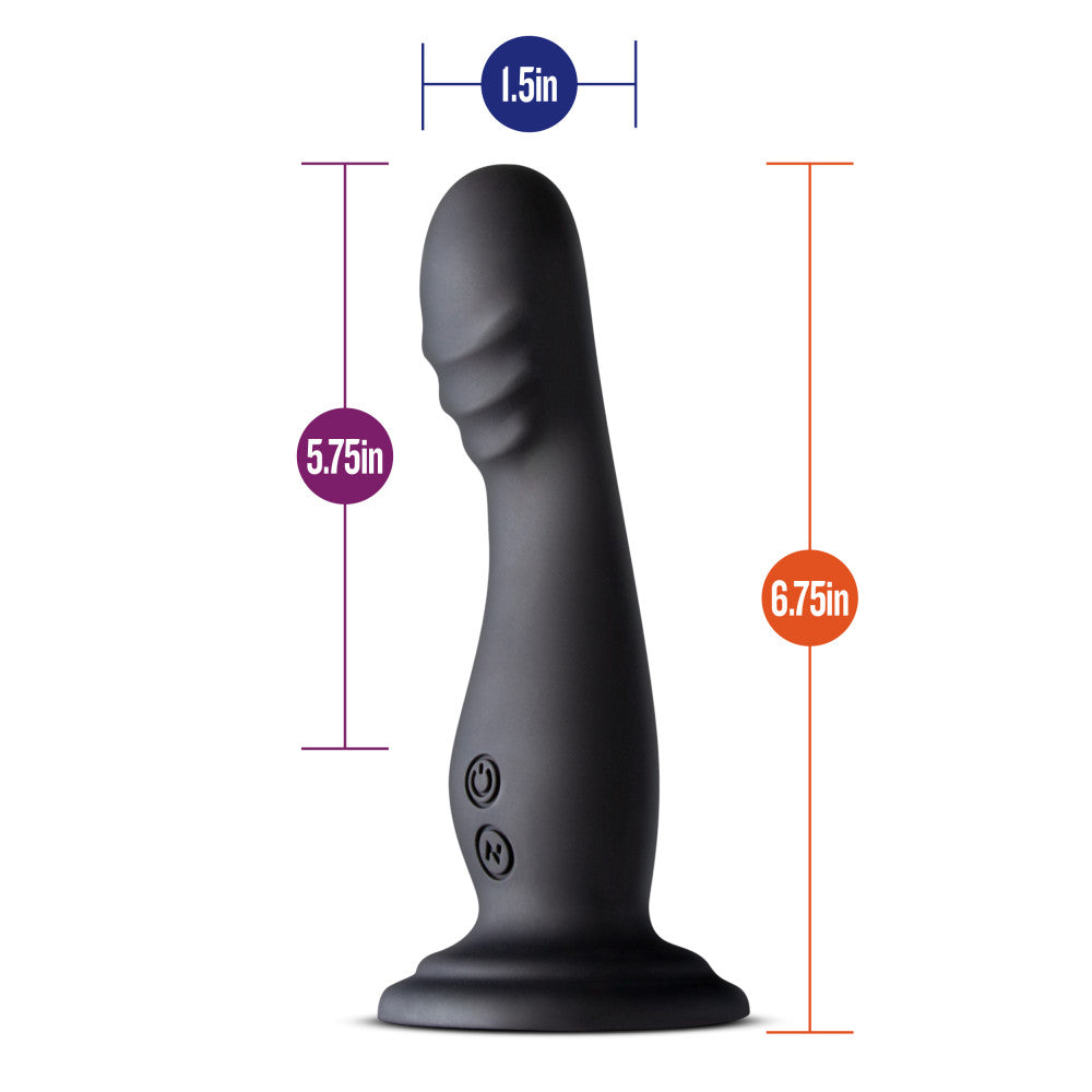 Impressions By Blush® | Amsterdam Black 6.75-Inch Long Rechargeable Vibrating Dildo With Suction Cup Base、mySite、bottomscart