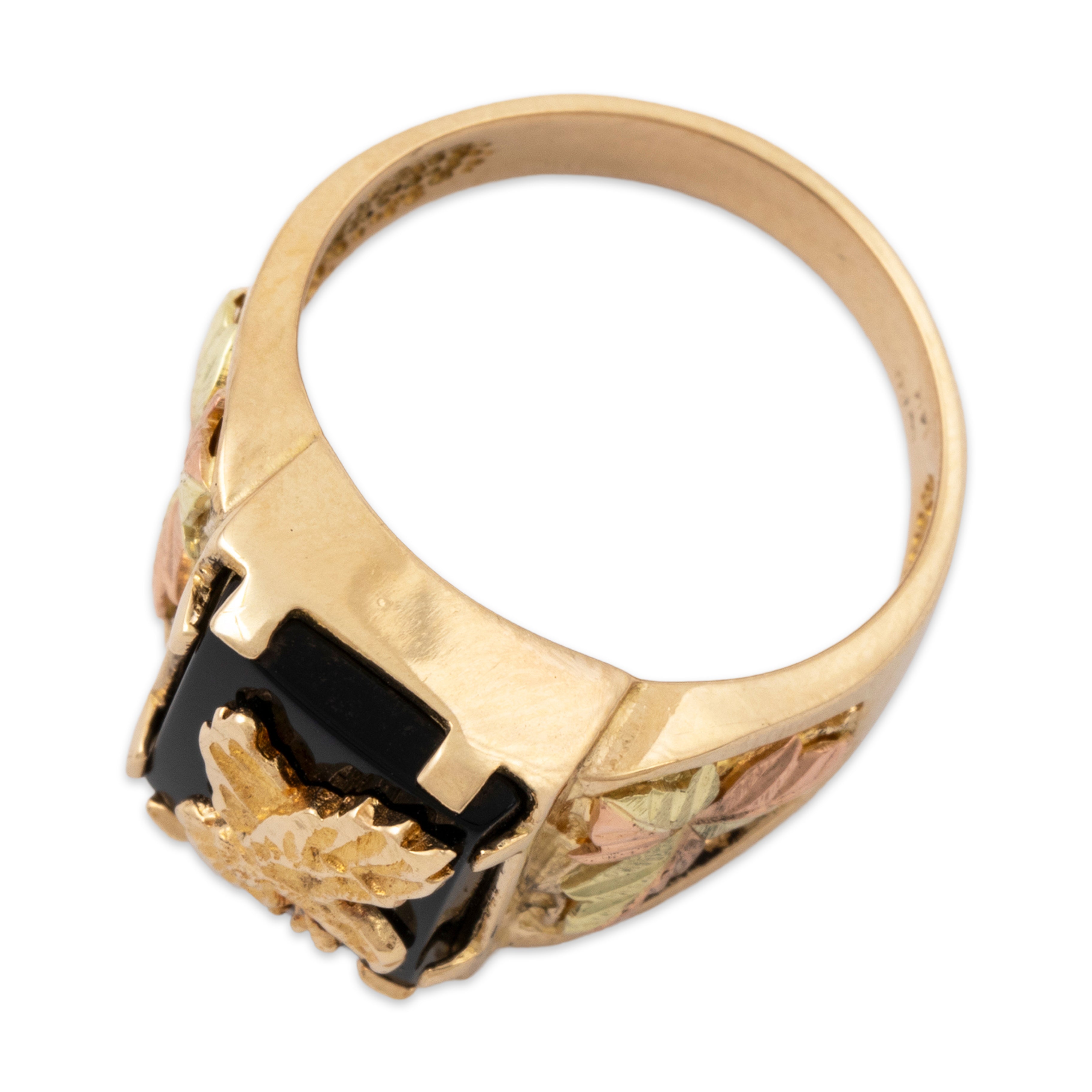 Vintage 14k Yellow & Rose Gold 2.04ct Onyx Soaring Eagle Signet Ring 7.75、mySite、hinf8tx79