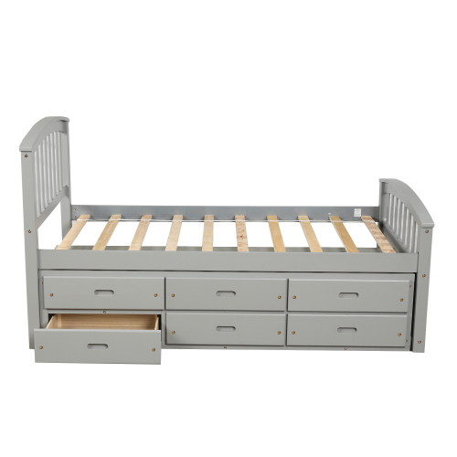 Orisfur. Twin Size Platform Storage Bed Solid Wood Bed with 6 Drawers、、casual