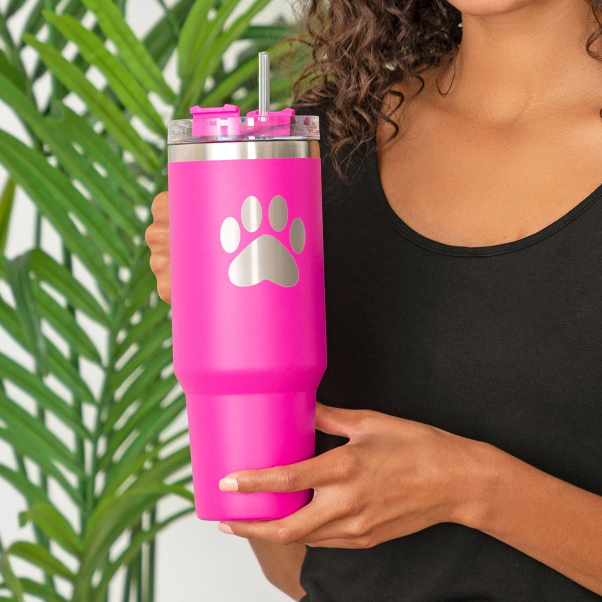 Paw Print Vacuum Sealed Stainless Steel Tumbler - 40 oz、mySite、camillekostekn