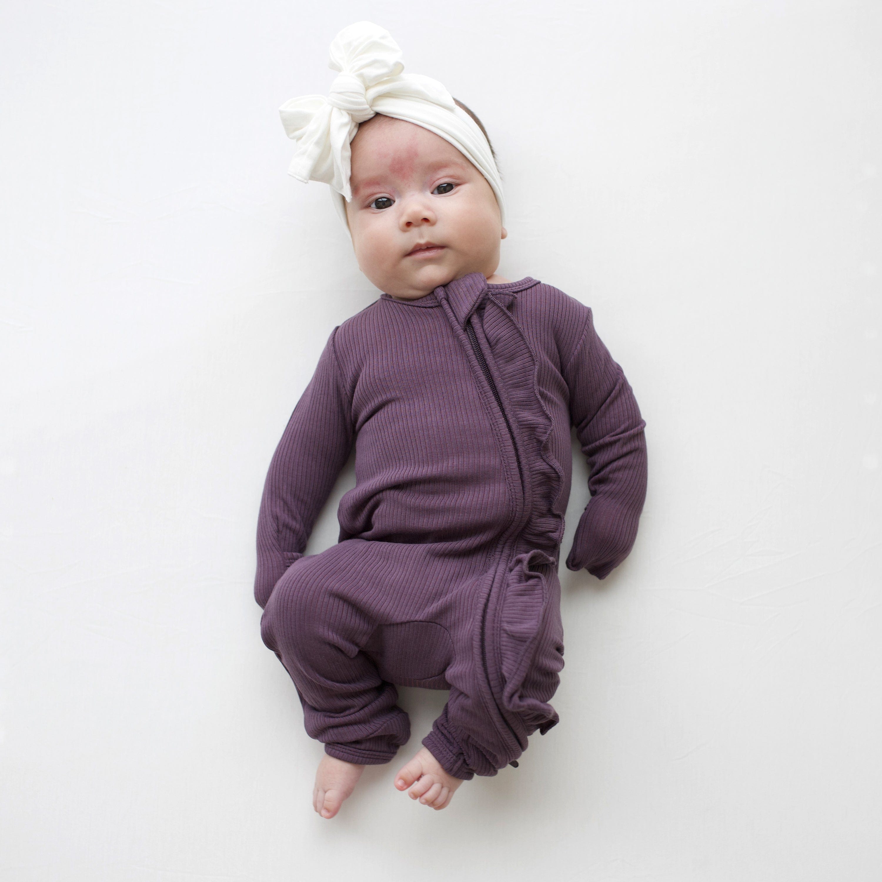  Ribbed Ruffle Zipper Romper in Currant、mySite、layawaytickets