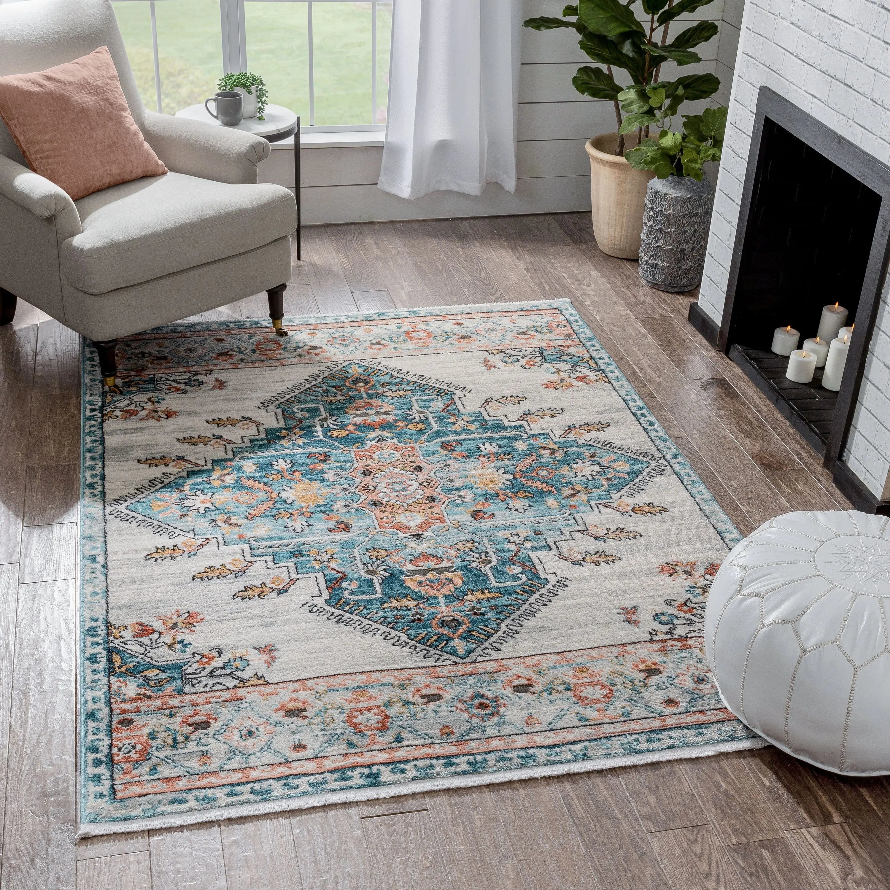 Manor Vintage Bohemian Medallion Oriental Blue Rug、mySite、gigharbornorthrealestate