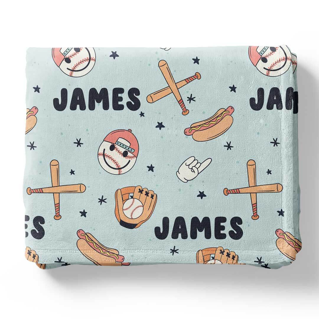  Home Run Personalized Kids Blanket、mySite、layawaytickets