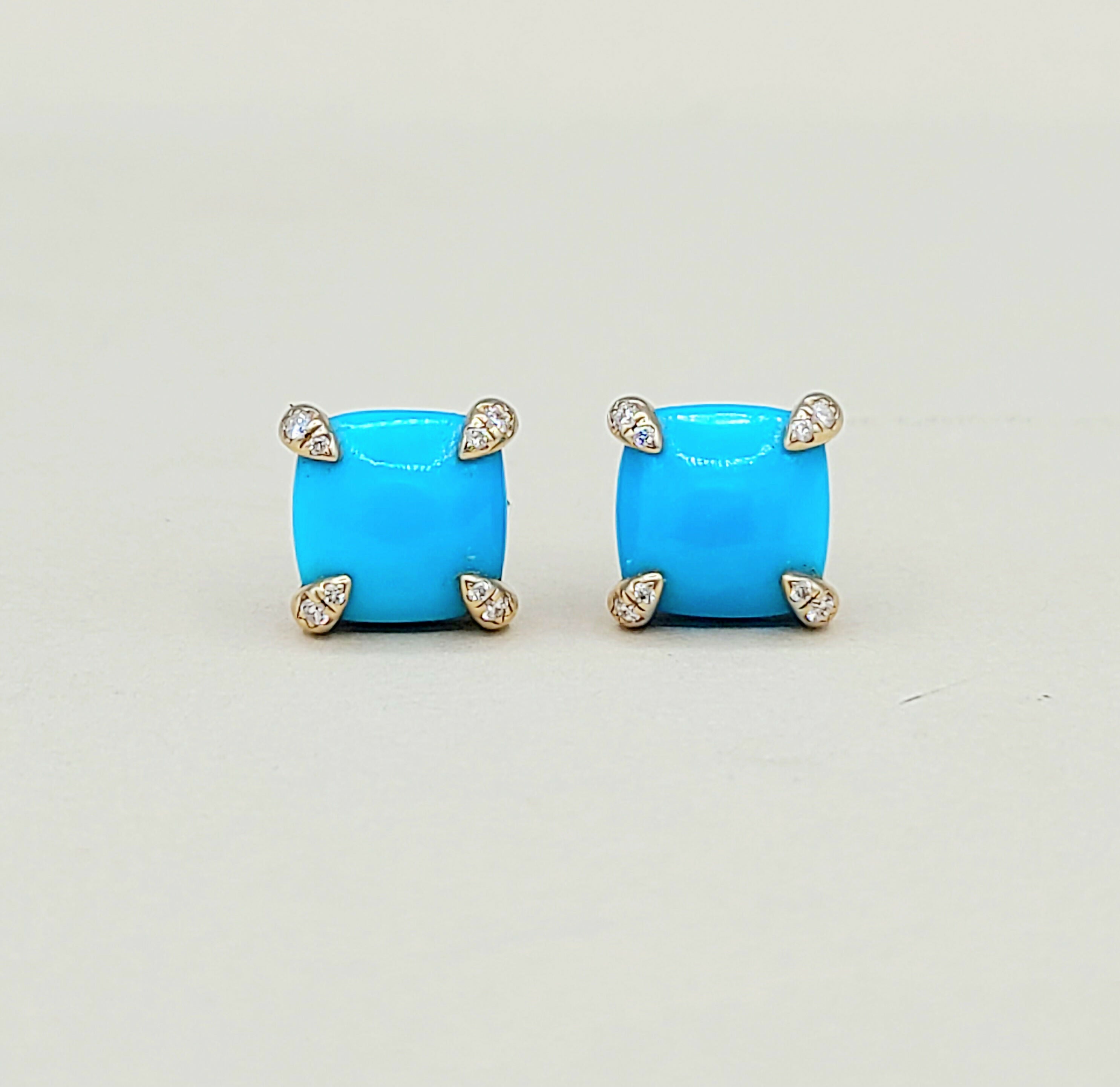 David Yurman Chatelaine Stud Earrings Turquoise & Diamonds、mySite、hinf8tx79