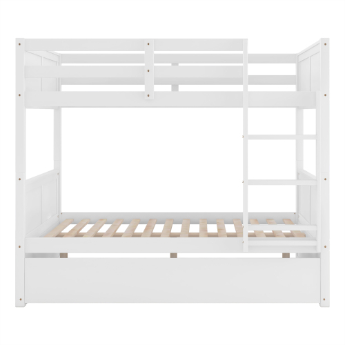 Full Over Full Bunk Bed with Twin Size Trundle, White ( old sku: LP000250AAK )、、casual