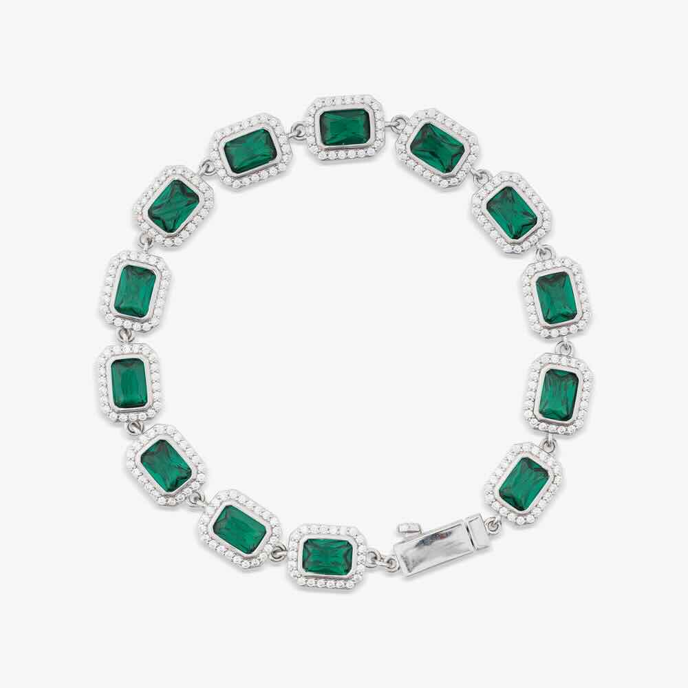 Green Baguette Halo Moissanite Bracelet、mySite、hinf8tx79