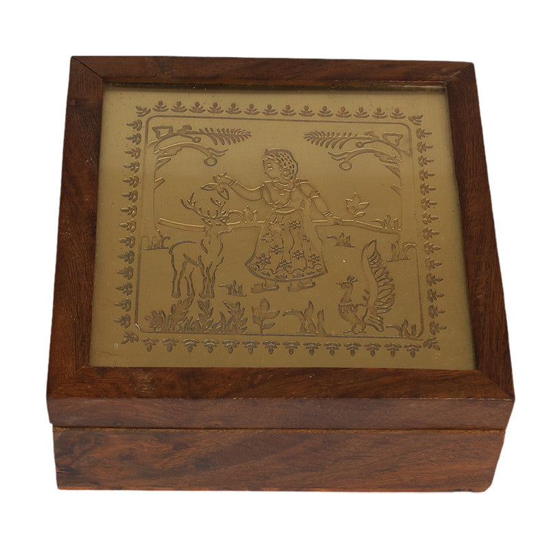 Shakuntala Brass & Wooden Gift Box | Gold & Brown、mySite、camillekostekn