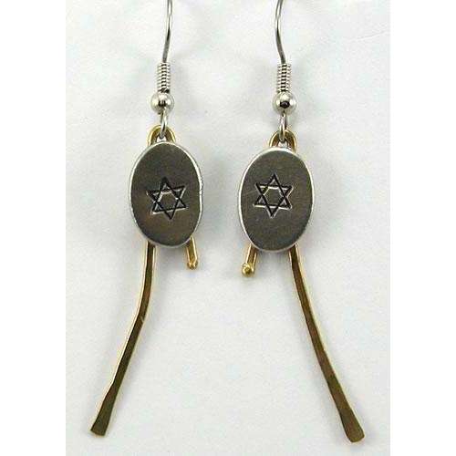 Darrel’s Designs Oval Star of David Earrings on Brass Branches、mySite、topwebapps