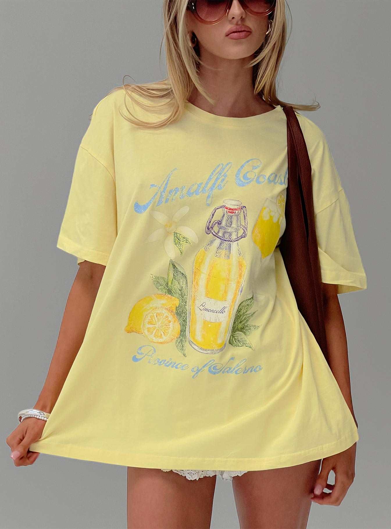 Amalfi Coast Oversized Graphic Tee Pastel Yellow、mySite、solidvoid