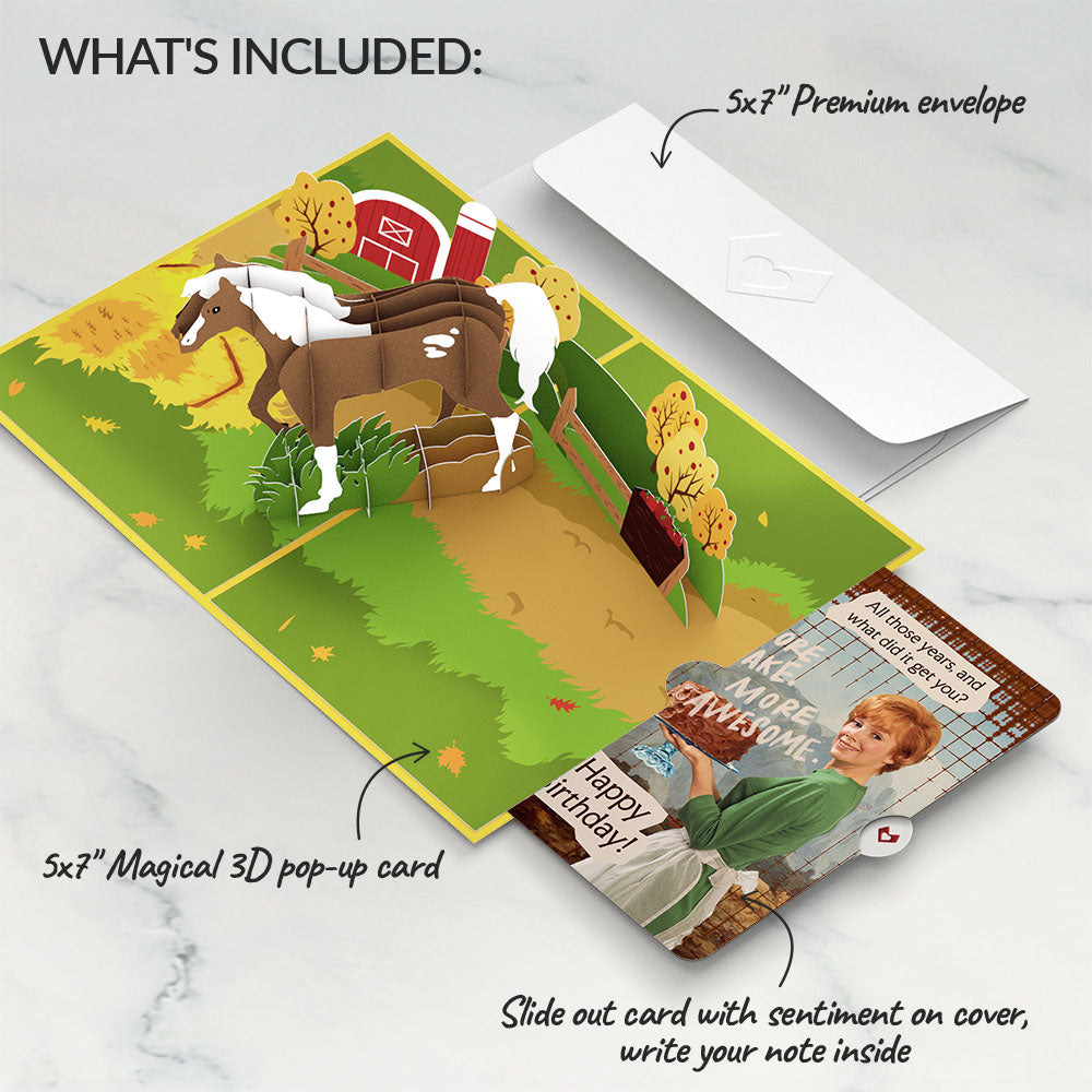 Horse Birthday Pop-Up Card and More Cake More Awesome Sentiment Set、mySite、solidvoid
