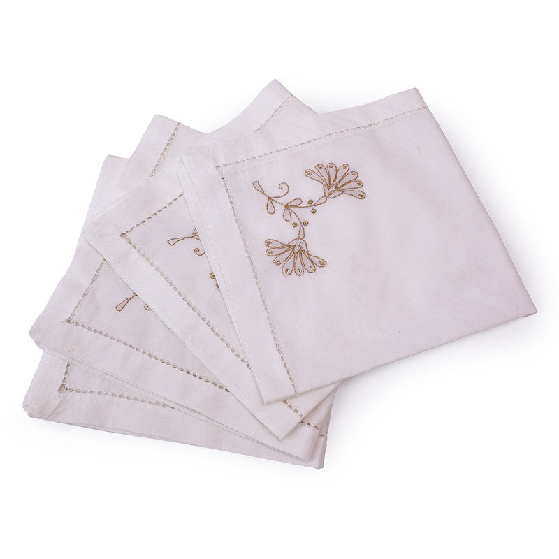 Cotton Napkin Set | White & Beige | Set of 4、mySite、camillekostekn