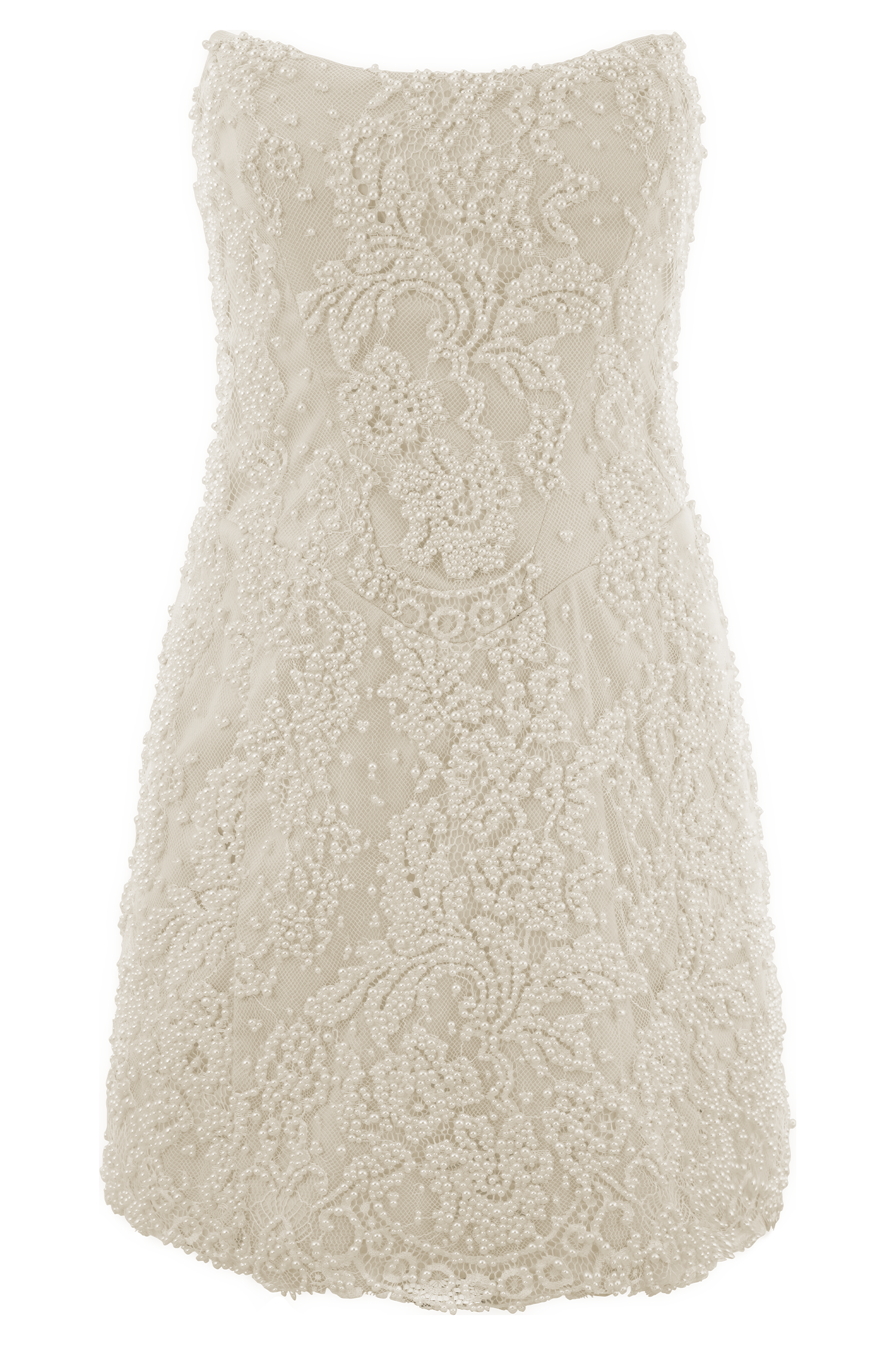 Eva Hand Beaded Pearl & Lace Mini Dress - White、mySite、solidvoid
