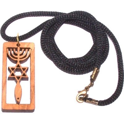 Olive wood Messianic Seal of Jerusalem pendant - necklace with 60 cm strap、mySite、topwebapps