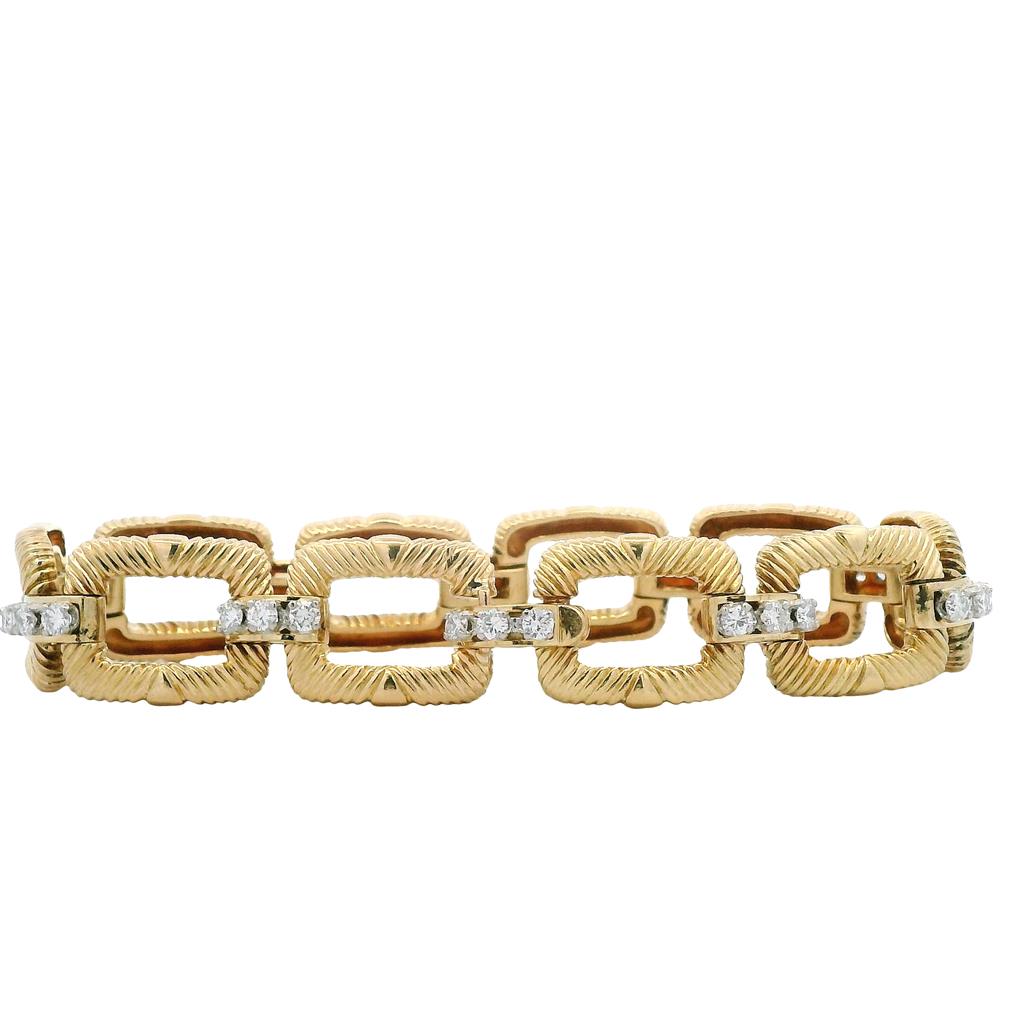 Estate Platinum & 18K Yellow Gold 1ctw Diamond Link Bracelet、mySite、botmansion
