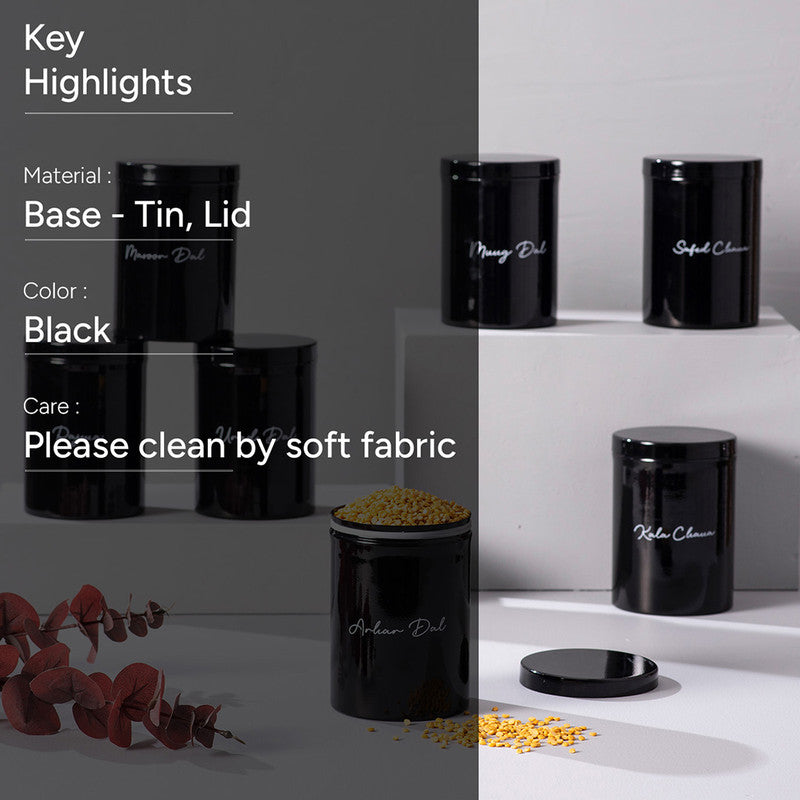 Stainless Steel Storage Jar Canister Set | Black | Set of 8、mySite、camillekostekn