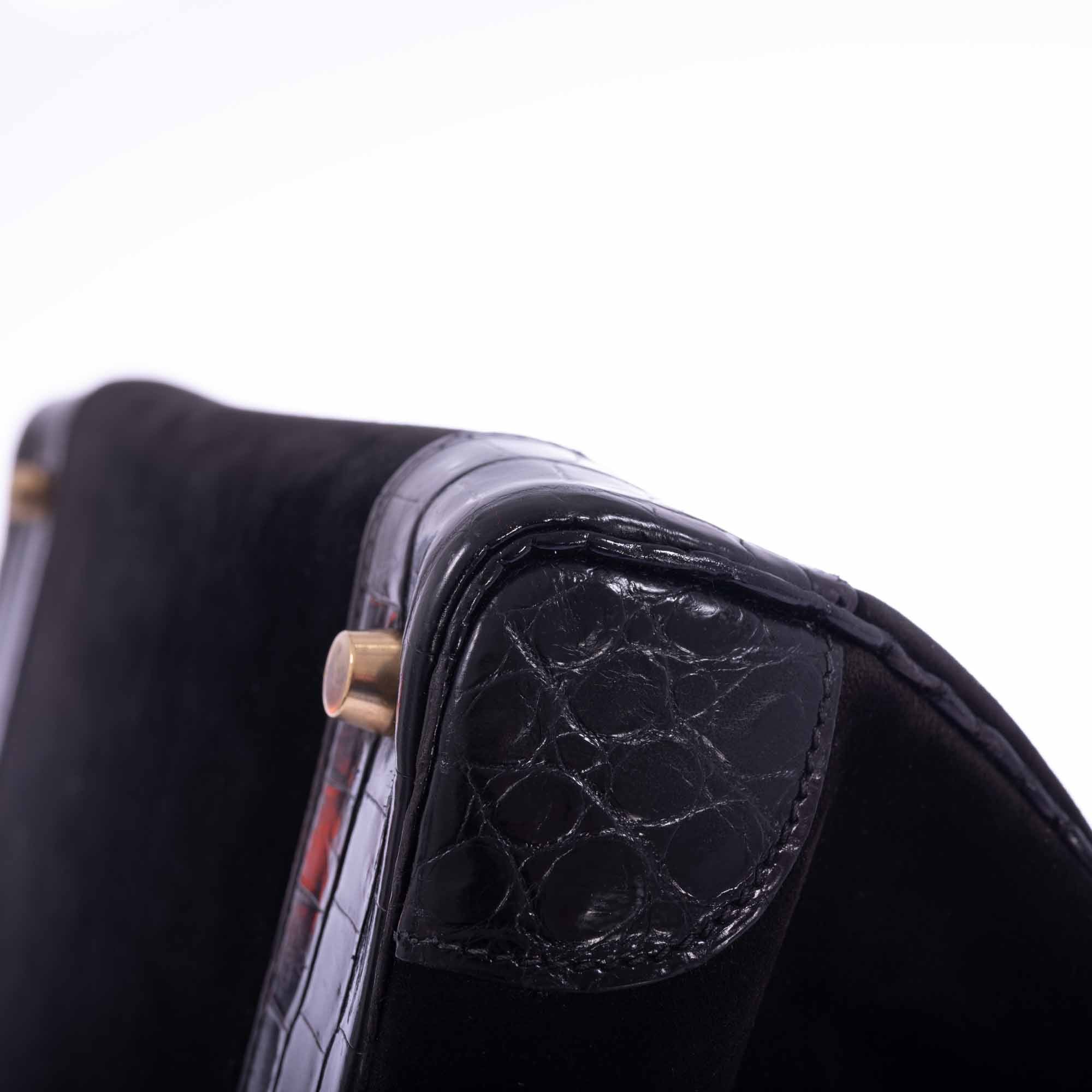 Hermès Birkin 35 Black Veau Doblis Suede & Black Porosus Crocodile Gold Hardware、mySite、garminoutage.com