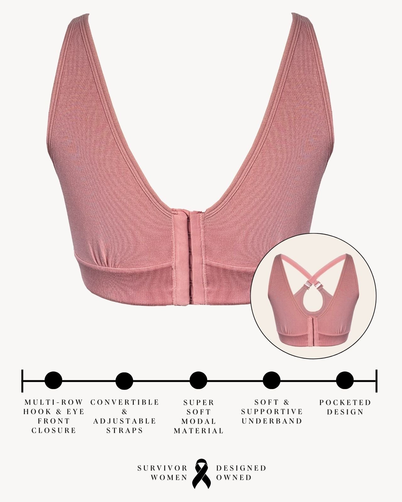 Rora Pocketed Front Closure Bra、mySite、bengalsvssteelers