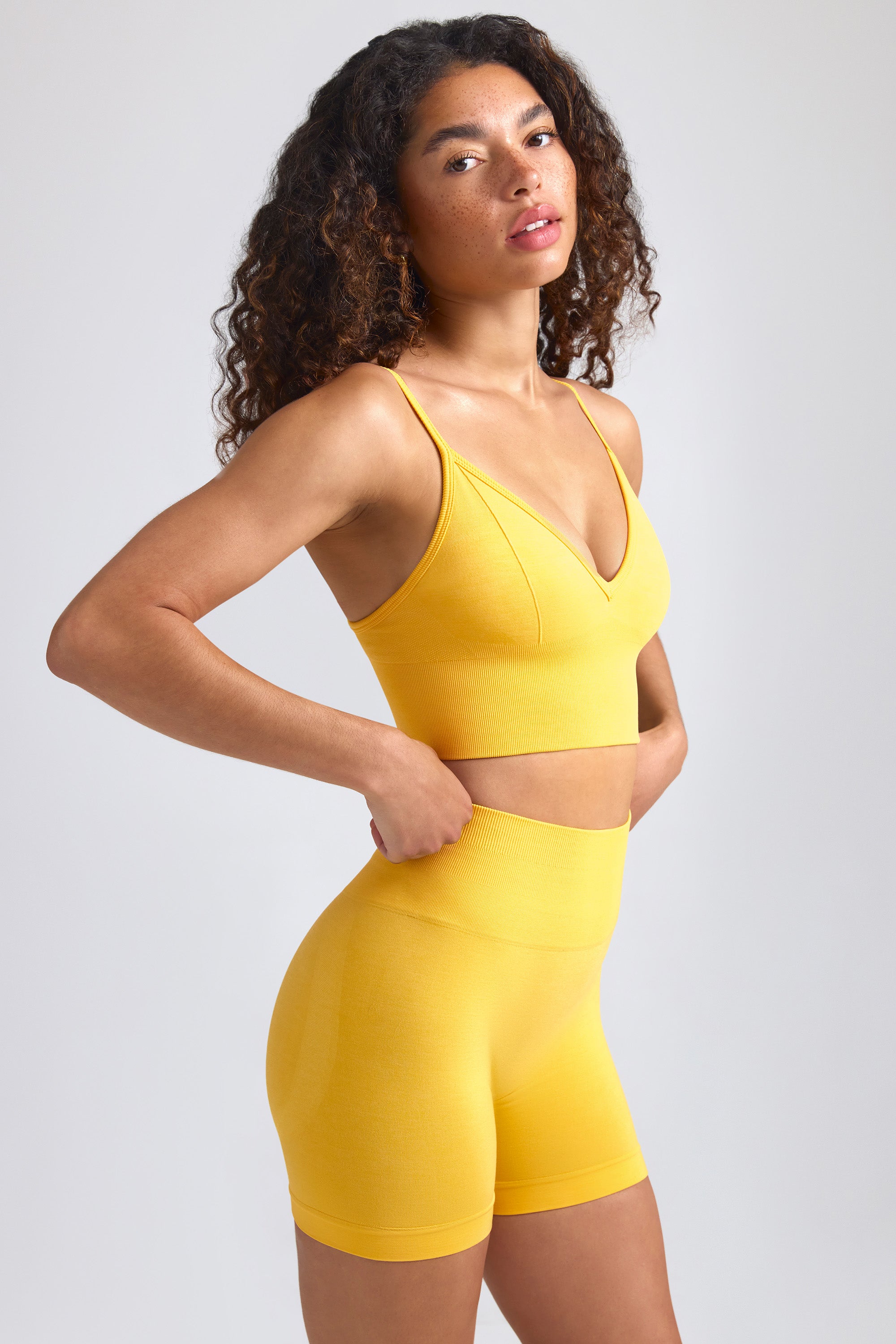 Define Luxe Mini Shorts in Golden Yellow、mySite、solidvoid