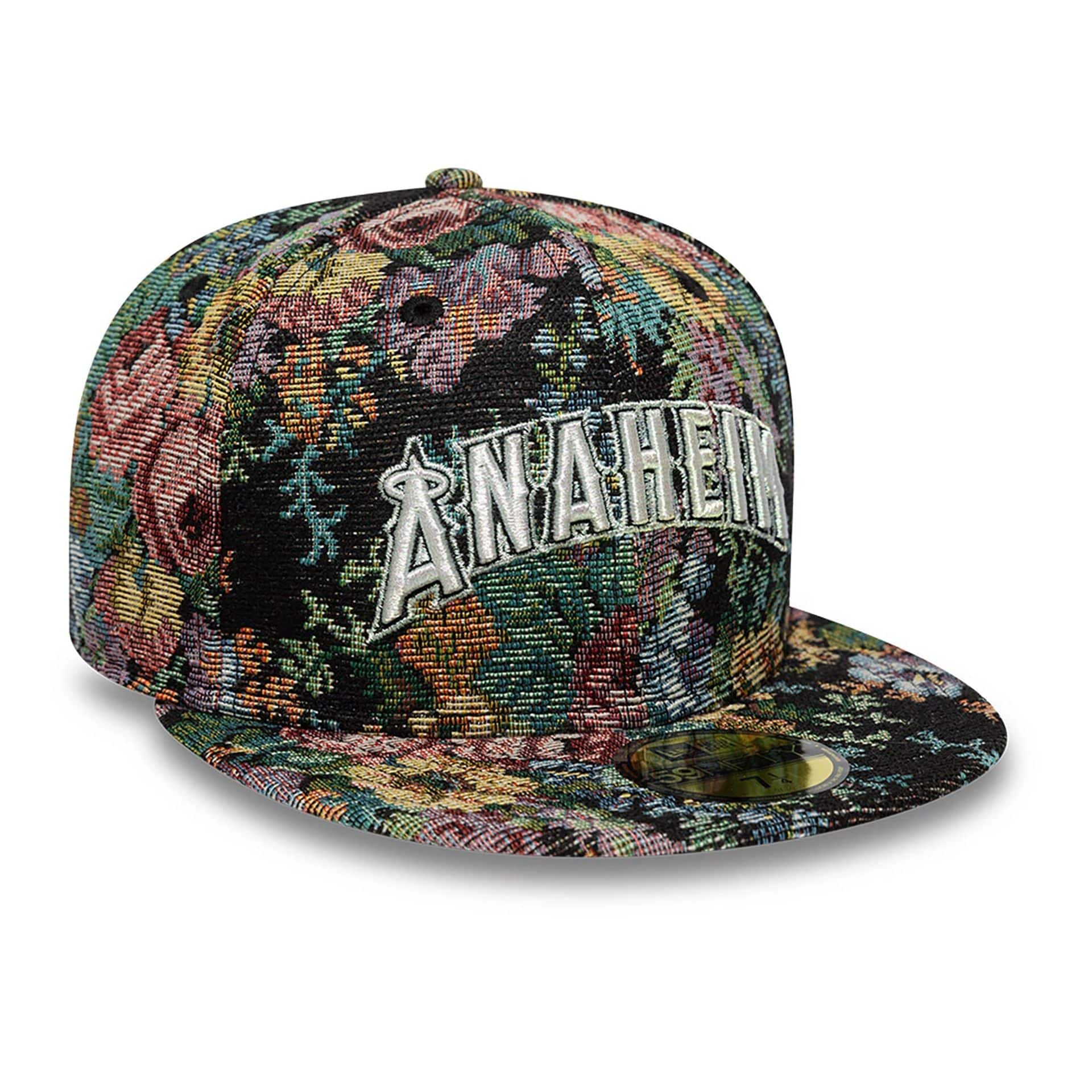 LA Angels Jacquard Patterns All Over Print Black 59FIFTY Fitted Cap、mySite、vikingsvslions