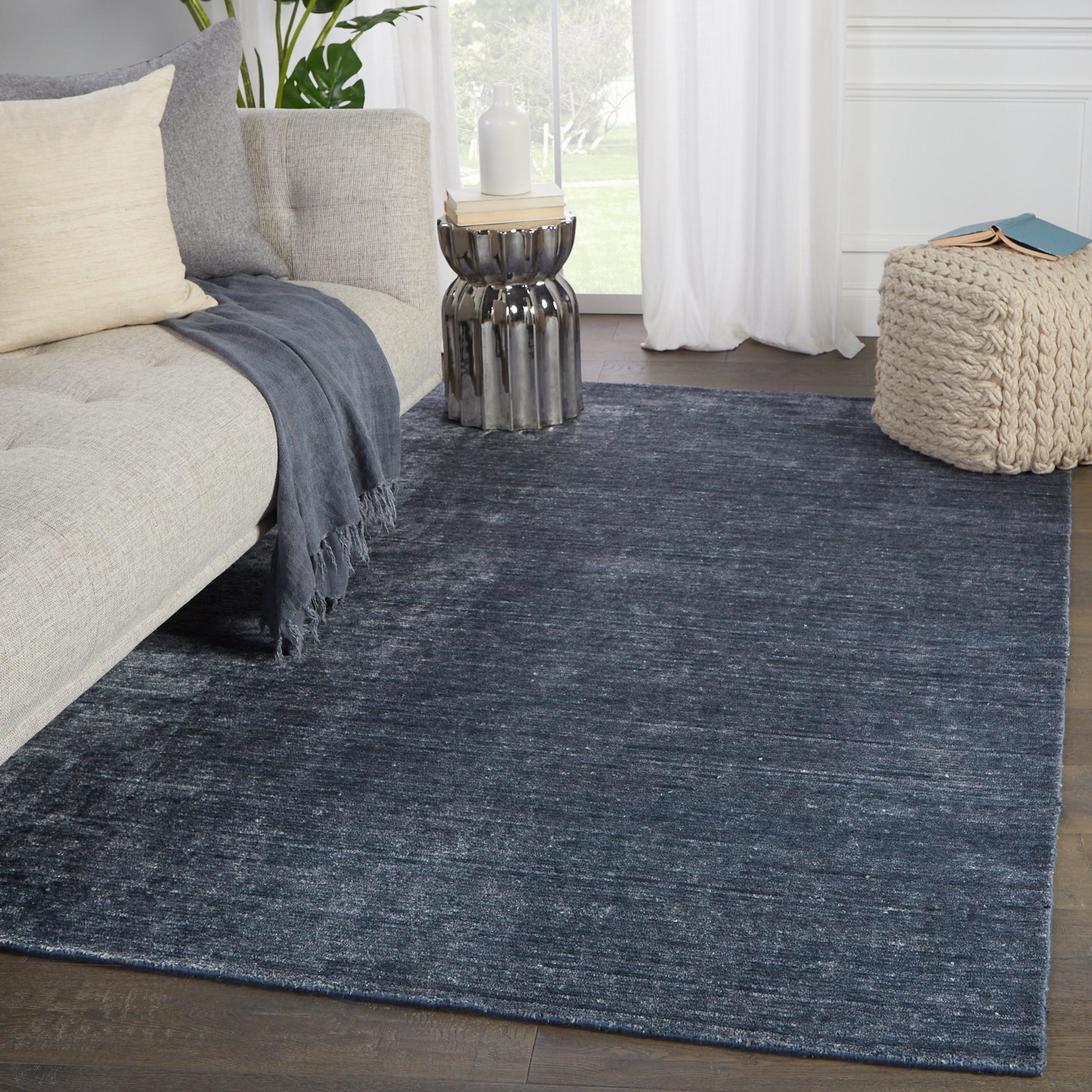 Ardis Handmade Solid Dark Blue White Area Rug、mySite、gigharbornorthrealestate