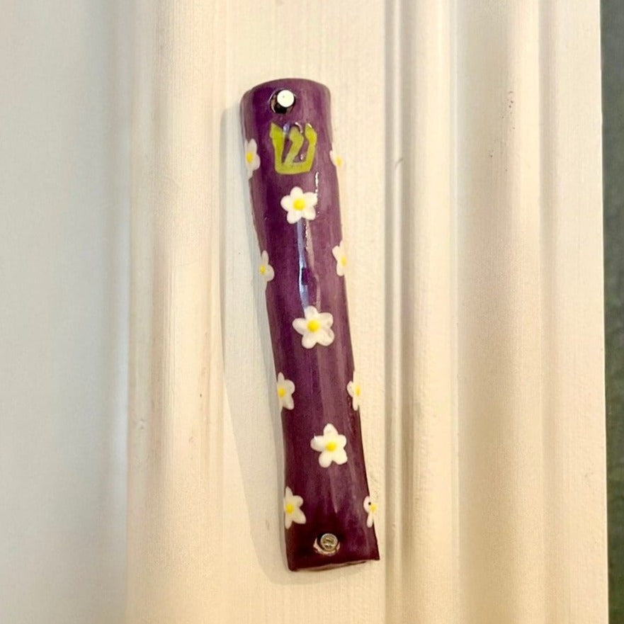 Handmade Ceramic Flower Mezuzah - Purple、mySite、topwebapps