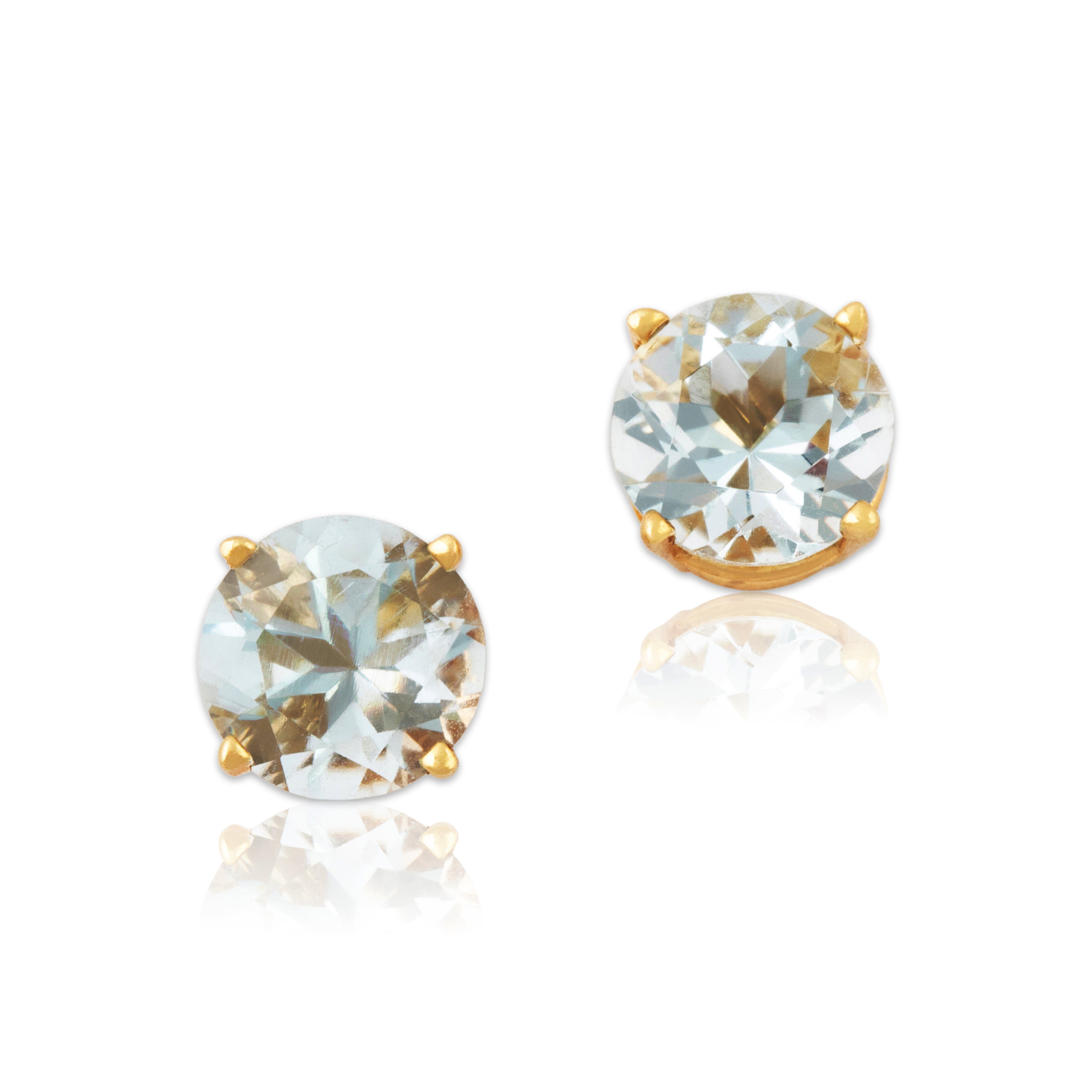 Vintage 14k Yellow Gold 2cttw Aquamarine Sparkling Stud Earrings、mySite、hinf8tx79